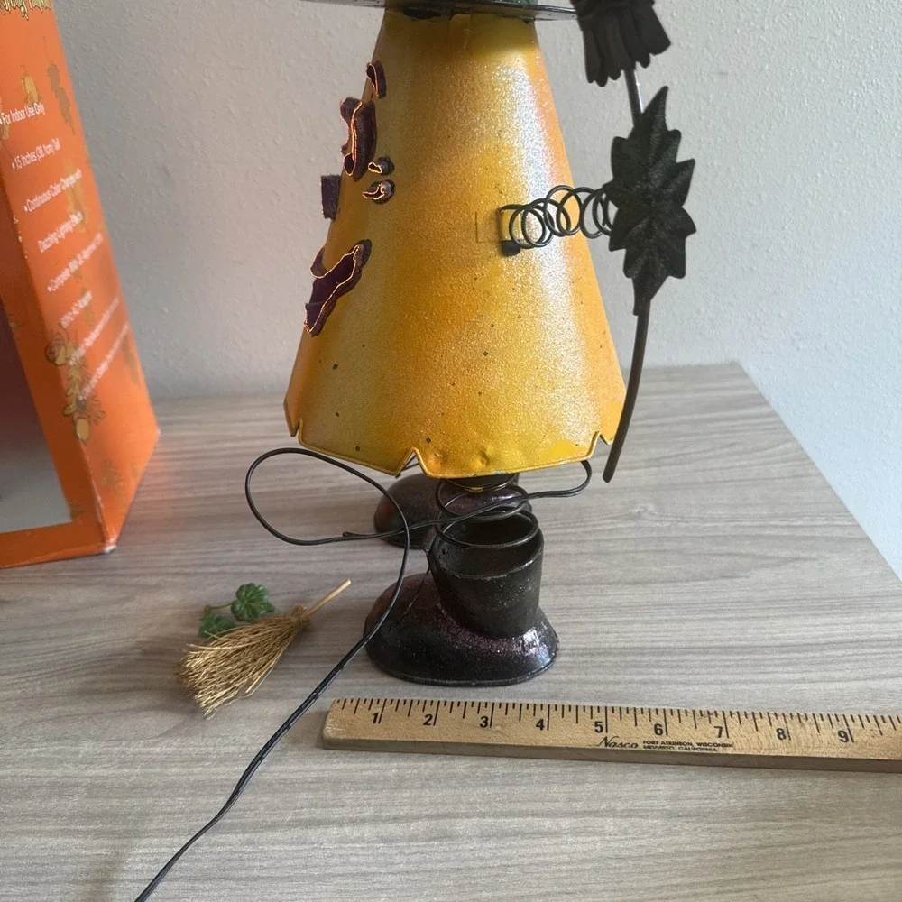 Vintage Fiber Optic Springy Pumpkin Collie Changing Halloween Decor W Box Tested